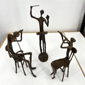 Vintage Brutalist Burn 670740 Bronze Flute Violin Conductor‎ Orchestra Sculpture